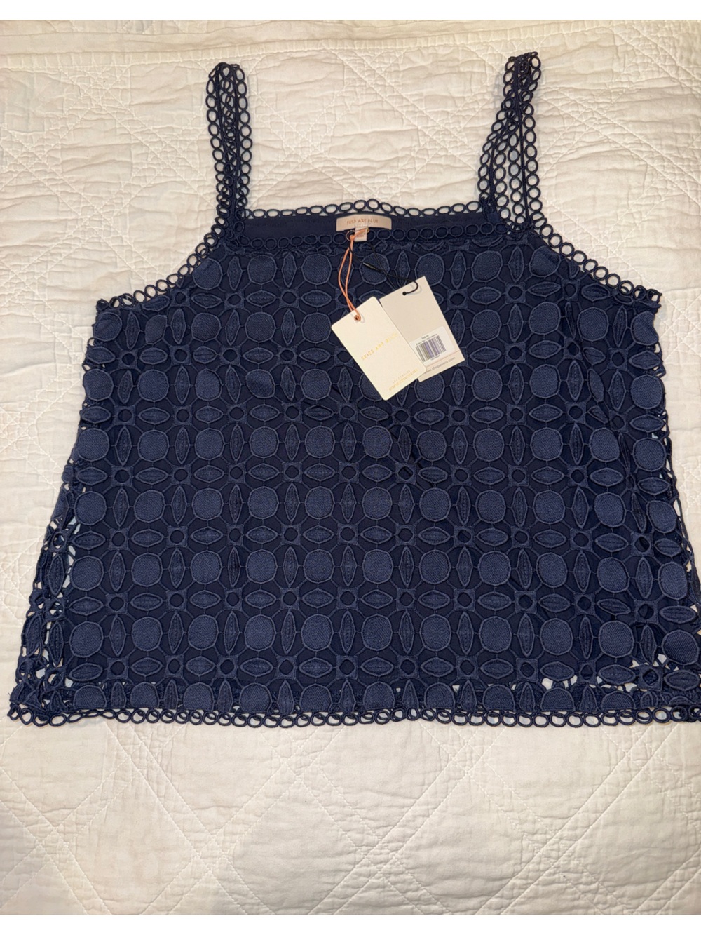 Skies Are Blue Navy Lace Crochet Tank Top